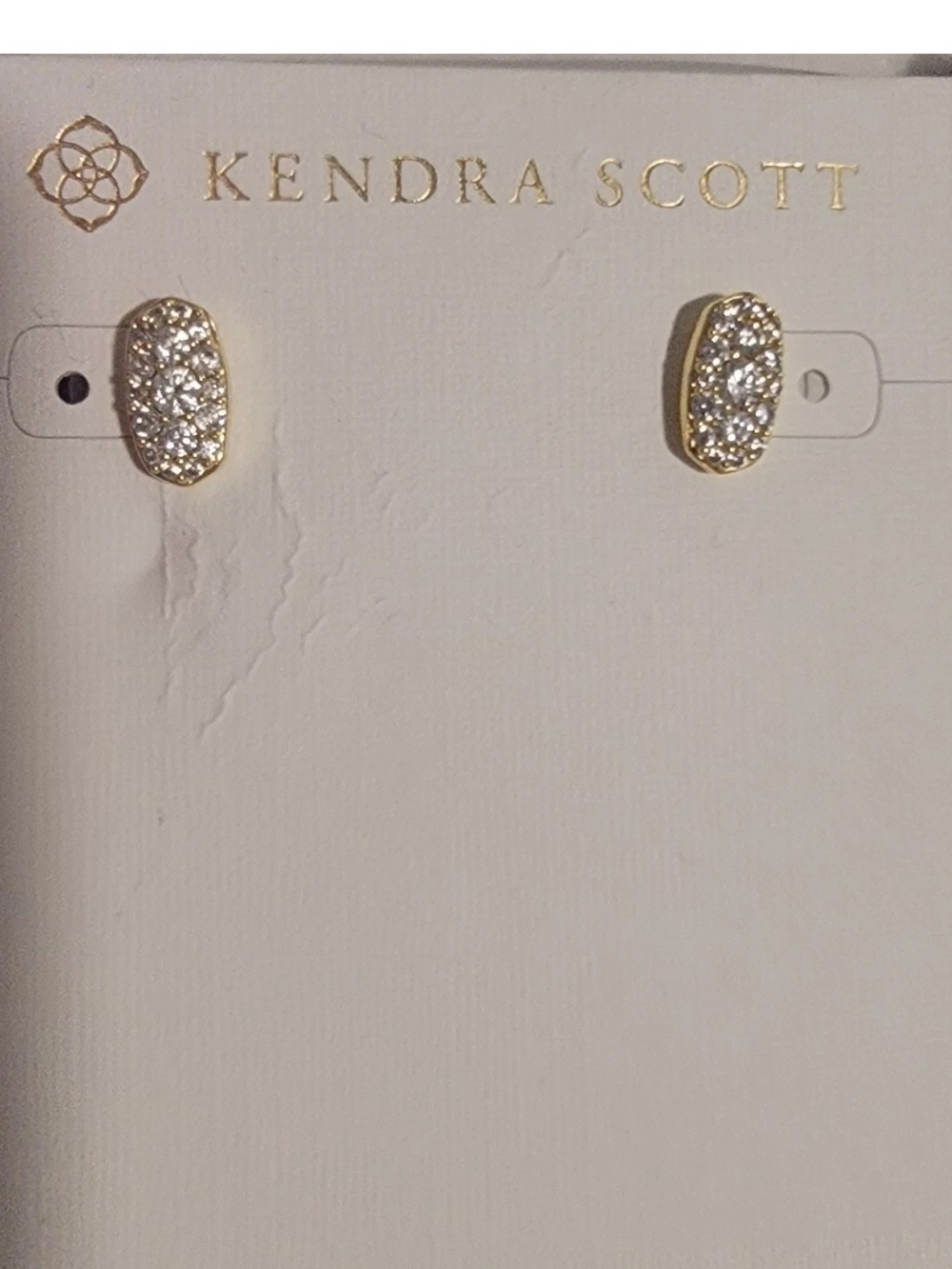Kendra Scott Gold Pavé Oval Studs - Clear Crystal Earrings